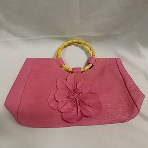 Pink bamboo handled Neiman Marcus purse